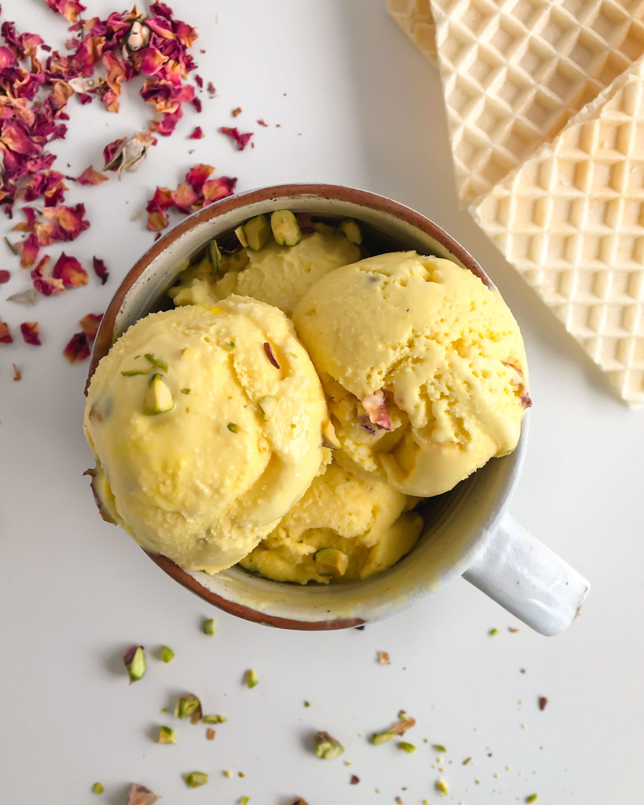 Persian Saffron Ice Cream Topped with Pomegranate and Pistachio ...